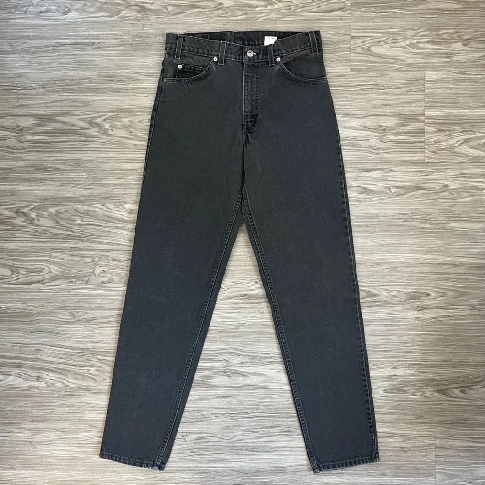 Vintage Levis 550 Orange Tab Relaxed Fit Tapered Black Jeans Made in USA 32x32